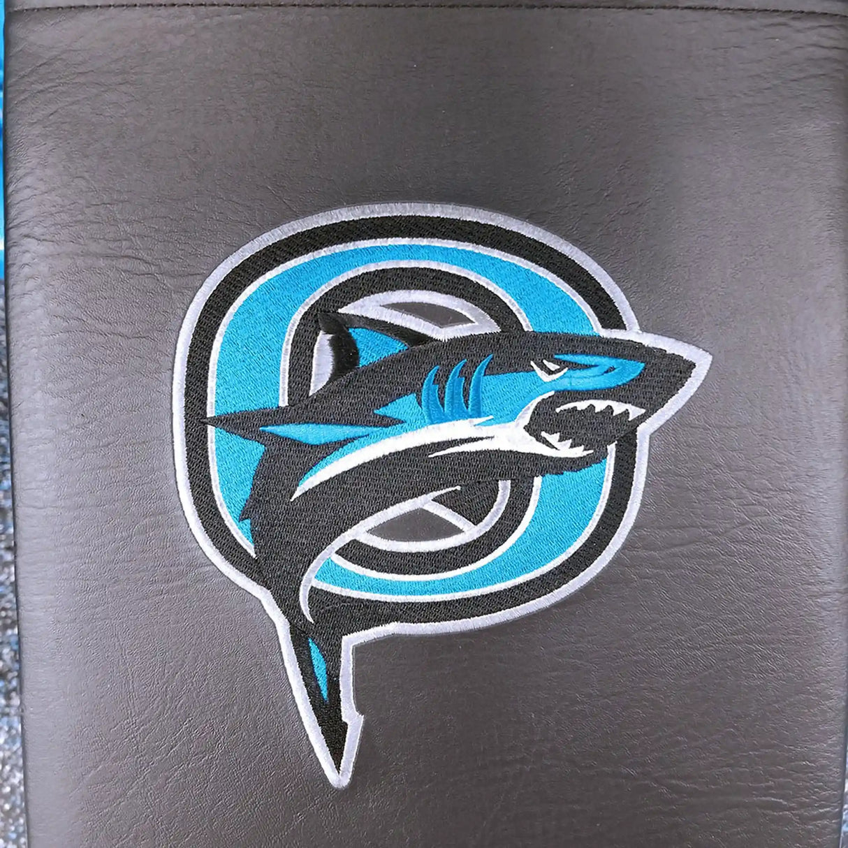 Shark logo on a gray background