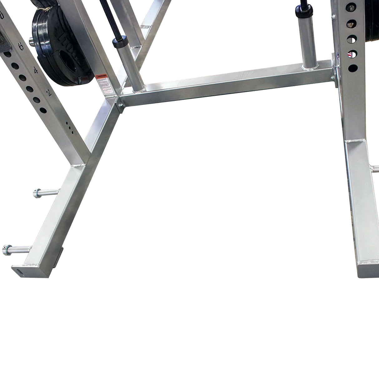 Metal weightlifting rack on a white background