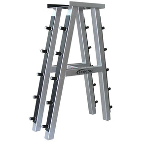 Metal weight rack with Legend branding on a white background