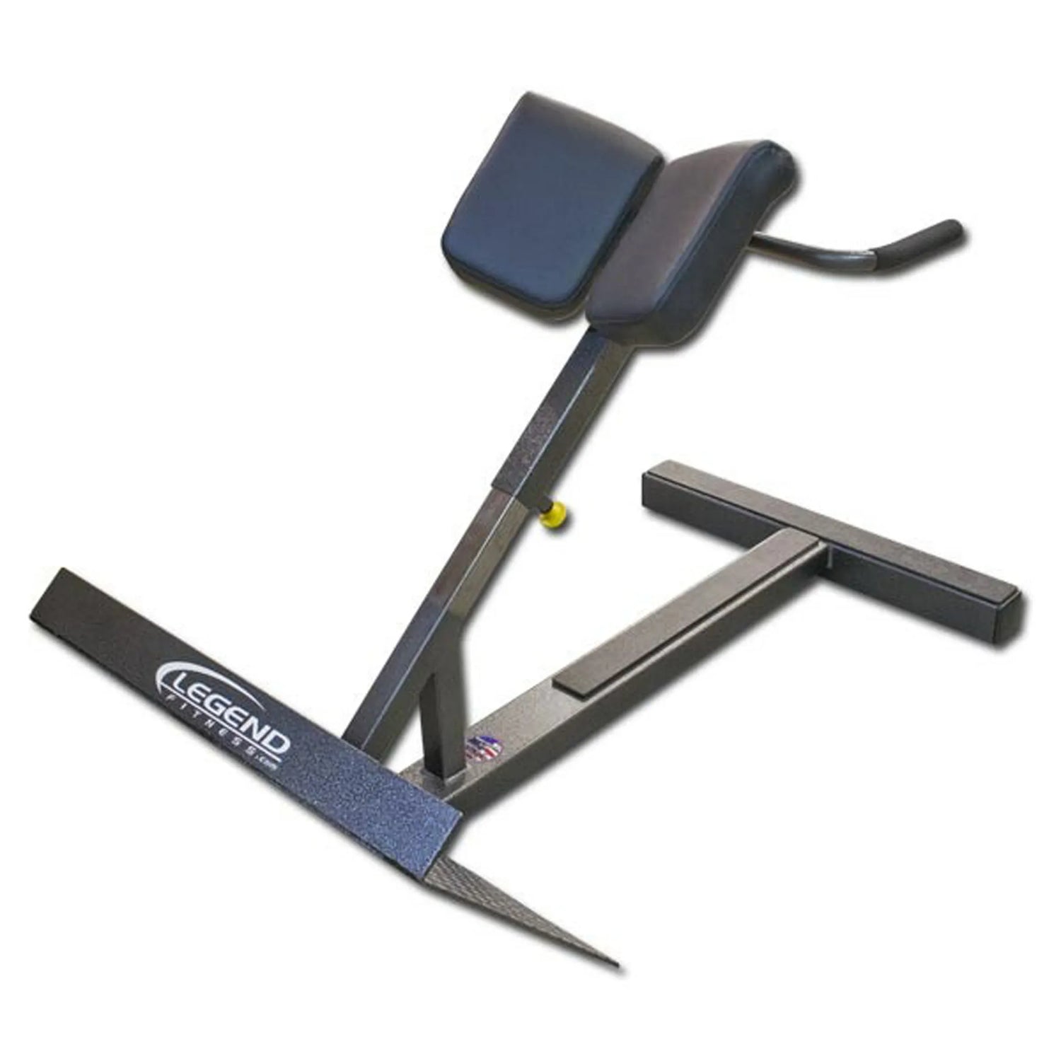 A gray and black oblique gym machine on a white background.