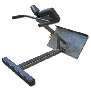 A gray and black oblique gym machine on a white background.