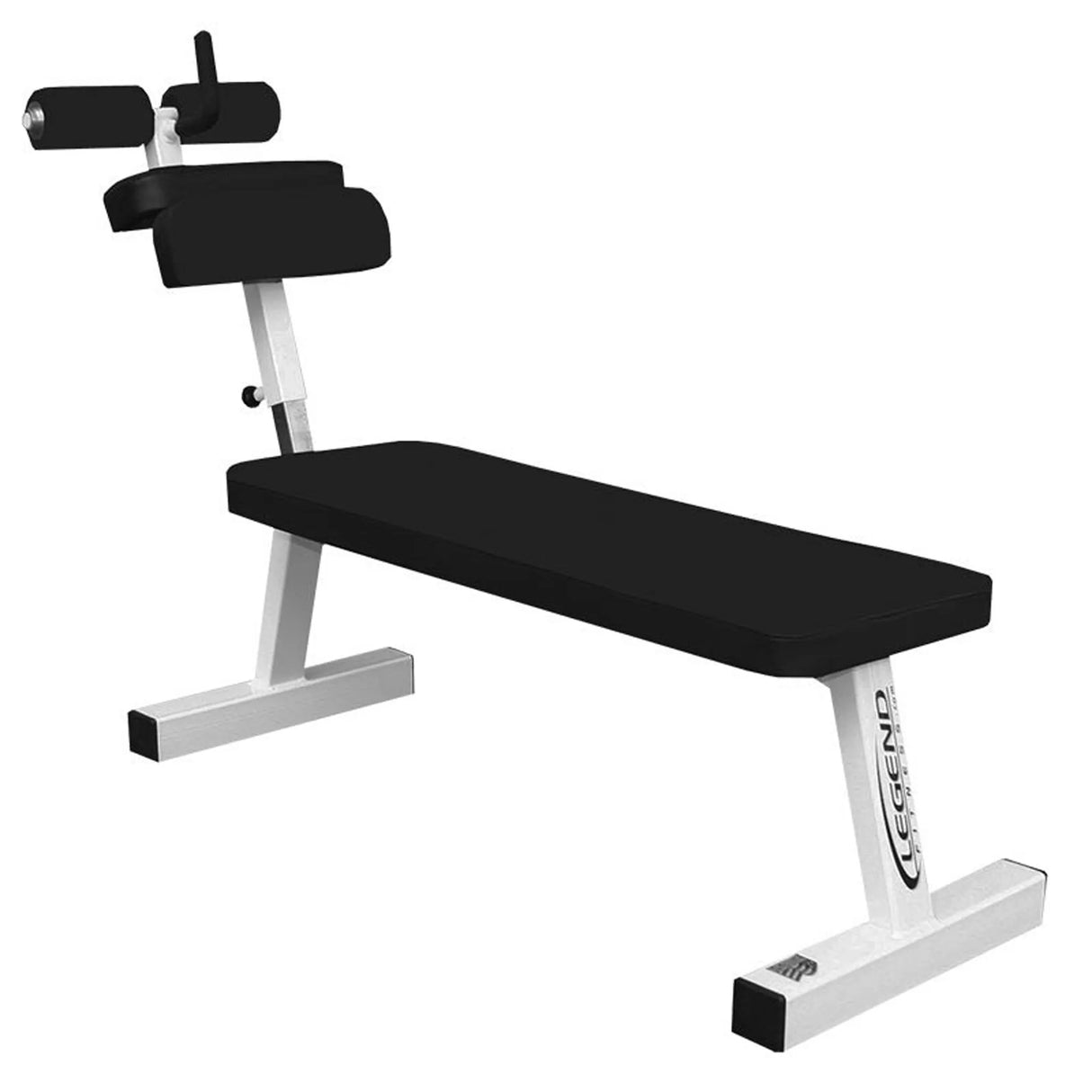 A black and white ab bench on a white background