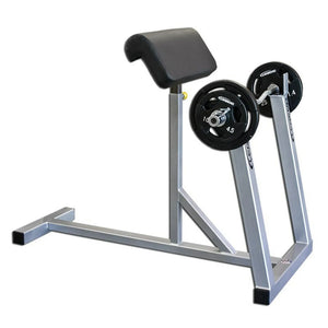 A Black and gray standing preacher curl on a white background