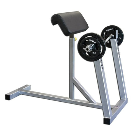 A Black and gray standing preacher curl on a white background