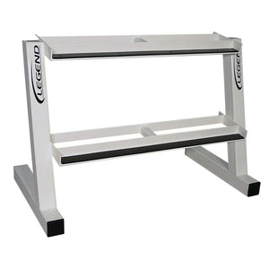 White dumbbell storage rack on a white background