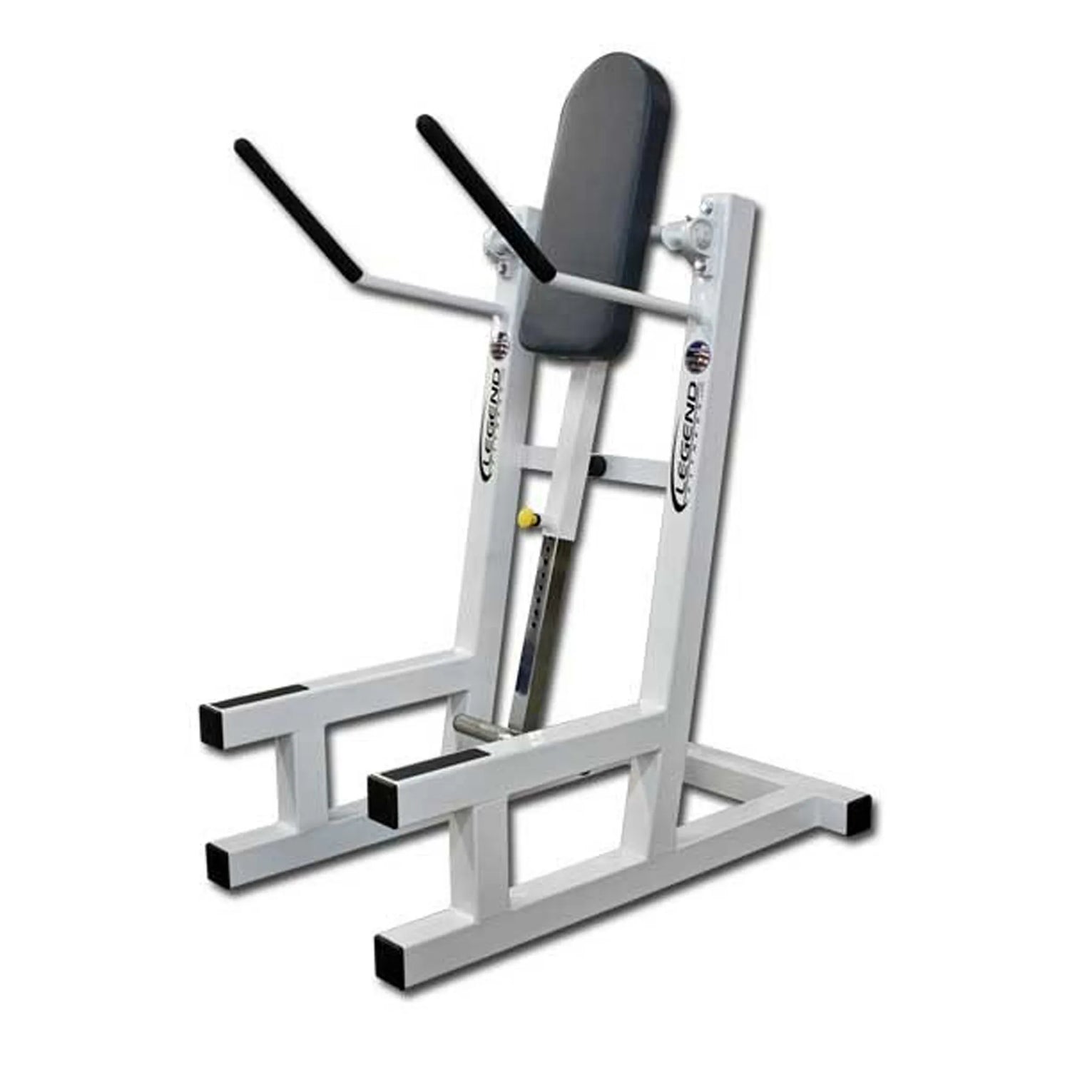 Gym machine with adjustable seat on a white background