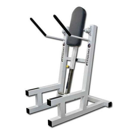 Gym machine with adjustable seat on a white background
