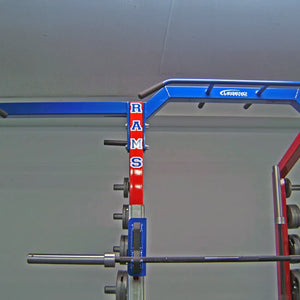 Metal frame with 'RAMS' branding against a gray background