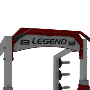 A name plate on a half rack with 'LEGEND' branding on a white background