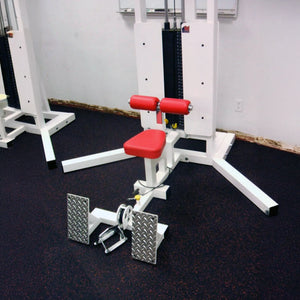 A lat pulldown floor row gym machine