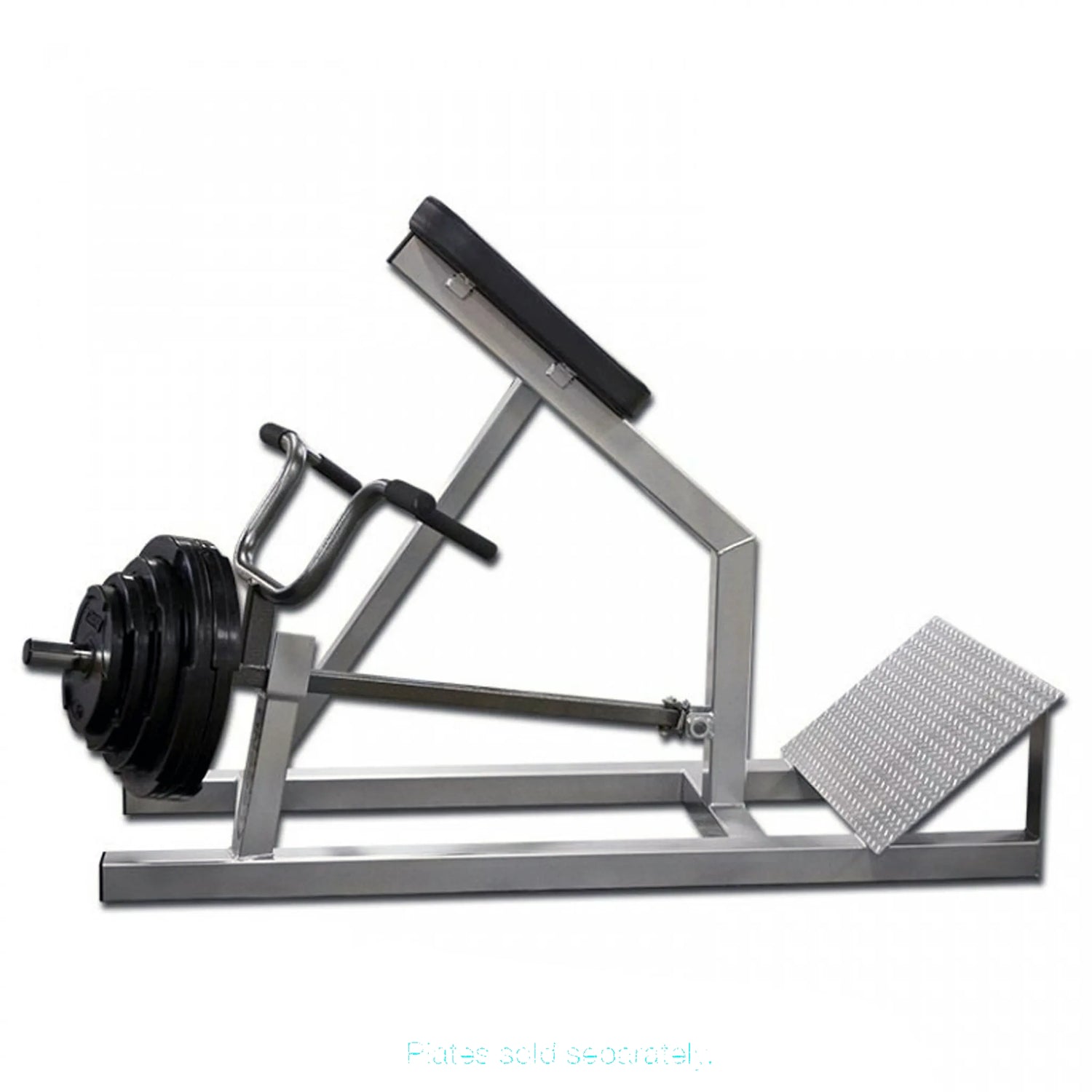 An incline lever row gym machine on a white background