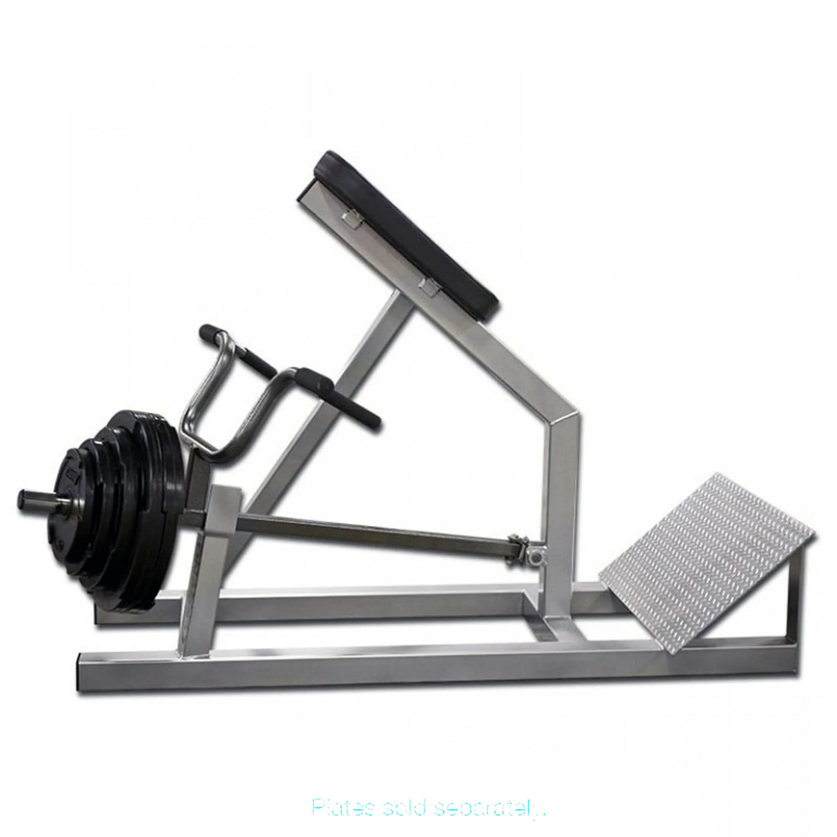 An incline lever row gym machine on a white background
