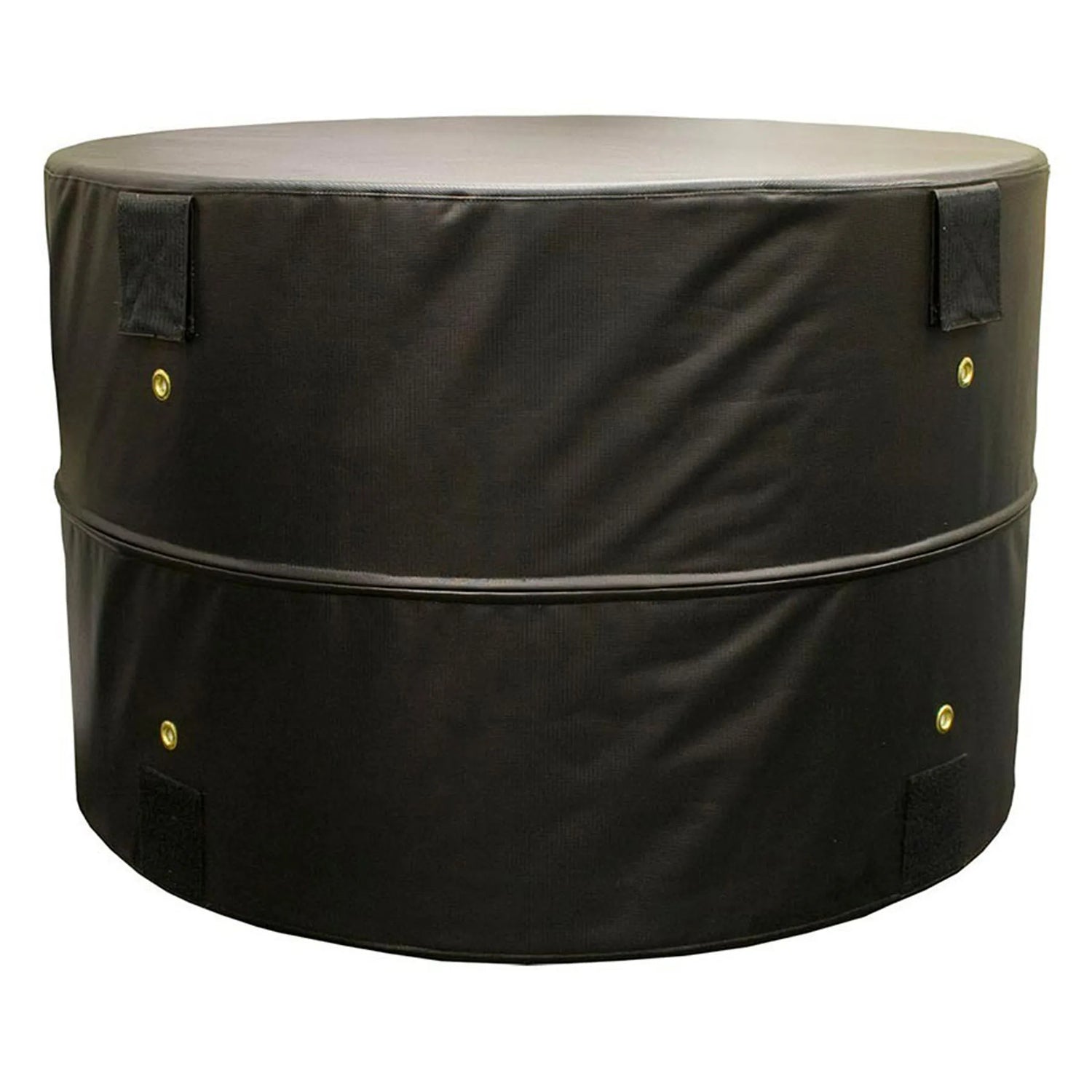 A black round plyometric cushion in a gym setting