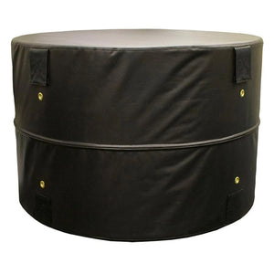 A black round plyometric cushion in a gym setting