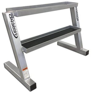 Silver two-tier storage rack on a white background