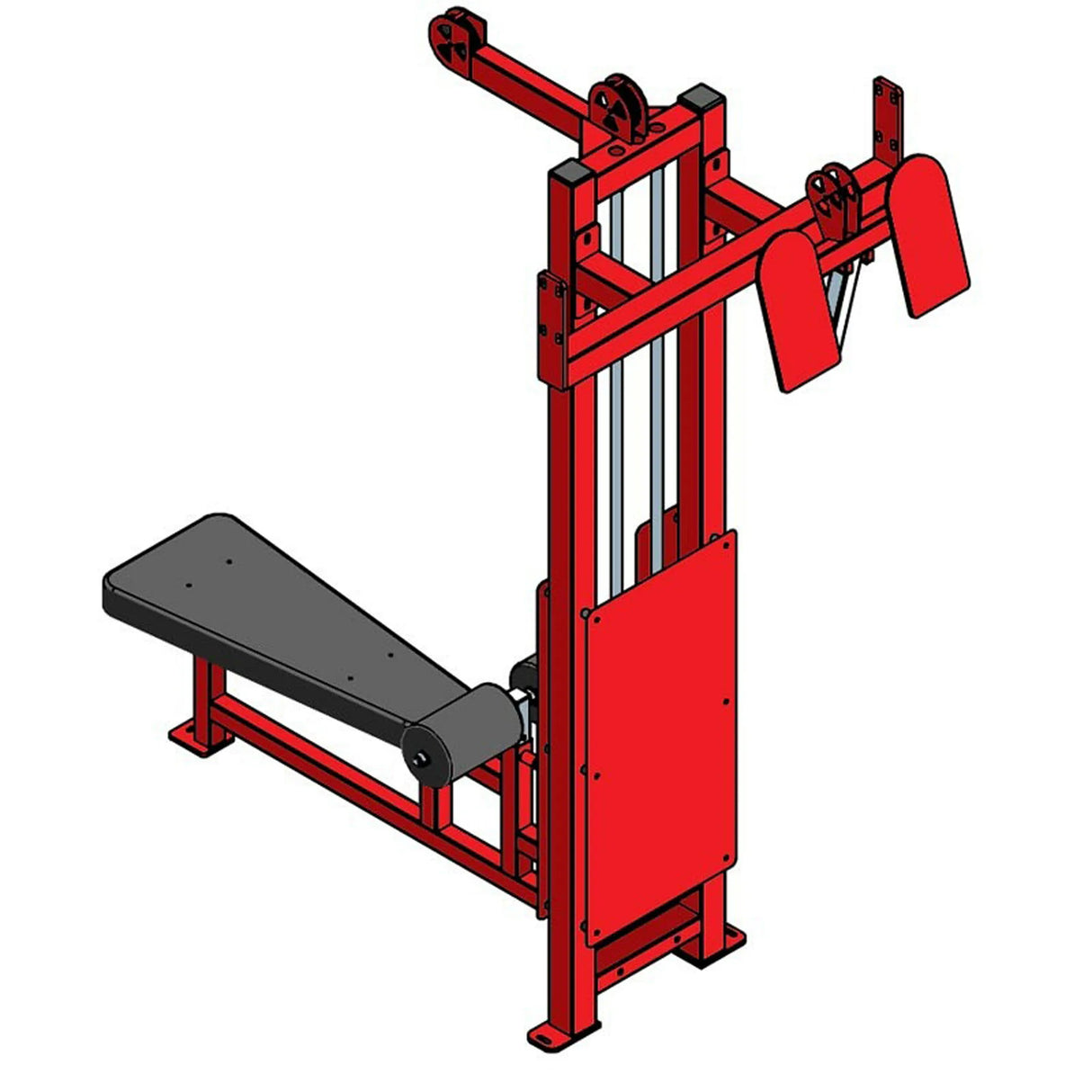 Red and black gym machine on a white background