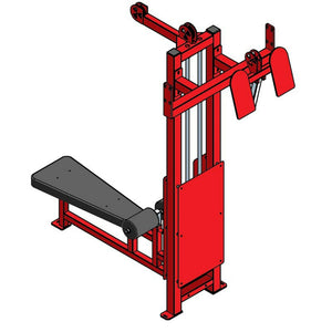 Red and black gym machine on a white background