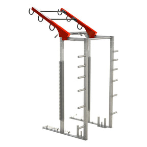A ladder attachment connected to the top of a Legend Fitness weight lifting cage