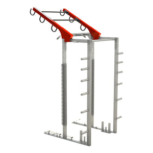 A ladder attachment connected to the top of a Legend Fitness weight lifting cage