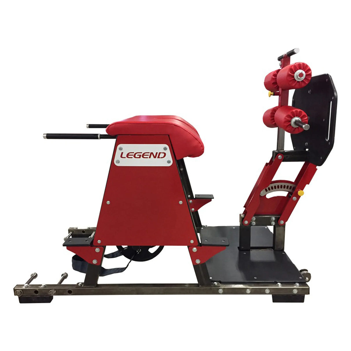 Red exercise machine with 'Legend' branding on a white background