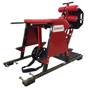 Red and black Legend Fitness exercise machine on a white background