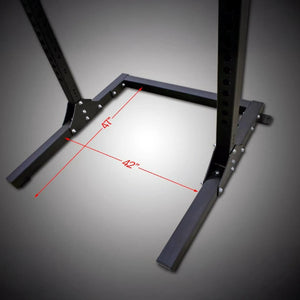 Black metal frame with measurements on a gray background