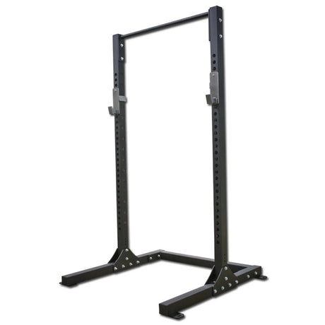 Black weightlifting quarter rack