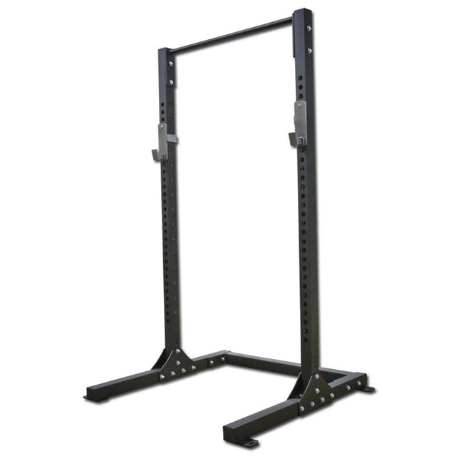 Black weightlifting quarter rack