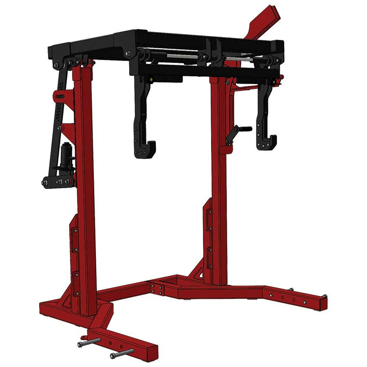 Black and red weightlifting monolift on a white background