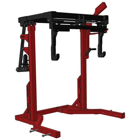 Black and red weightlifting monolift on a white background