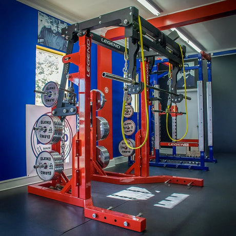 Red Legend weightlifting machine in a gym setting