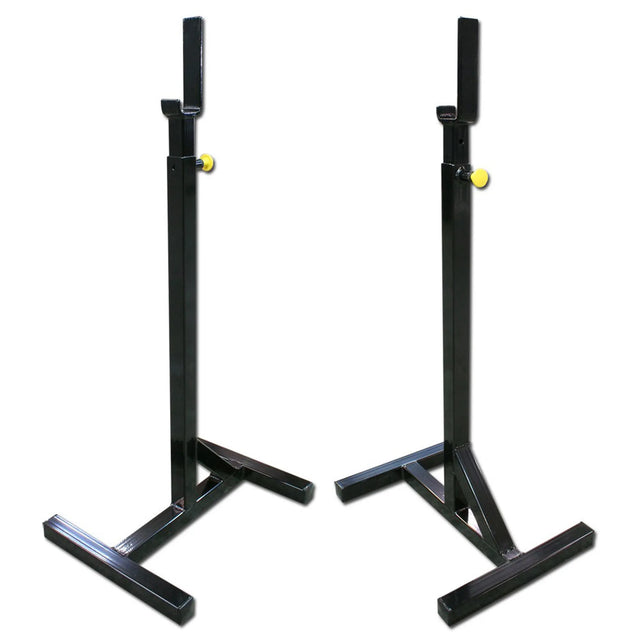 Pair of black squat stands on a white background