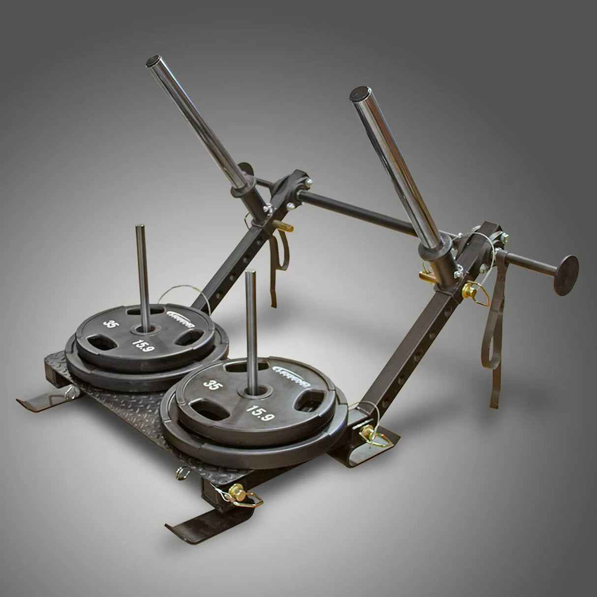 Legend Fitness Stealth Leg Press configured as a push-sled with weight plates on it