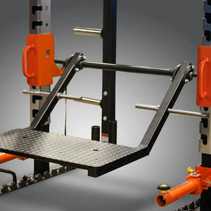 Legend Fitness Stealth Leg Press mounted on a Legend Fitness squat rack in the step-up configuration