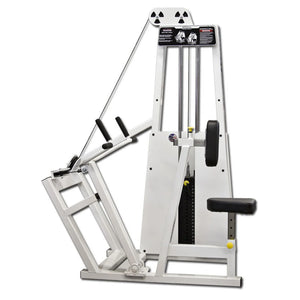 The Legend Fitness 904 Vertical Row Machine features a padded seat, chest pad, and handles for upper body workouts. It uses a cable and weight stack system with adjustment pins and instructional diagrams. Brand: Legend Fitness.