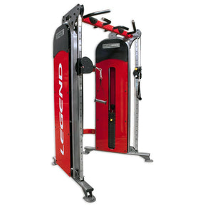 Red and black Legend Fitness Functional Trainer on a white background