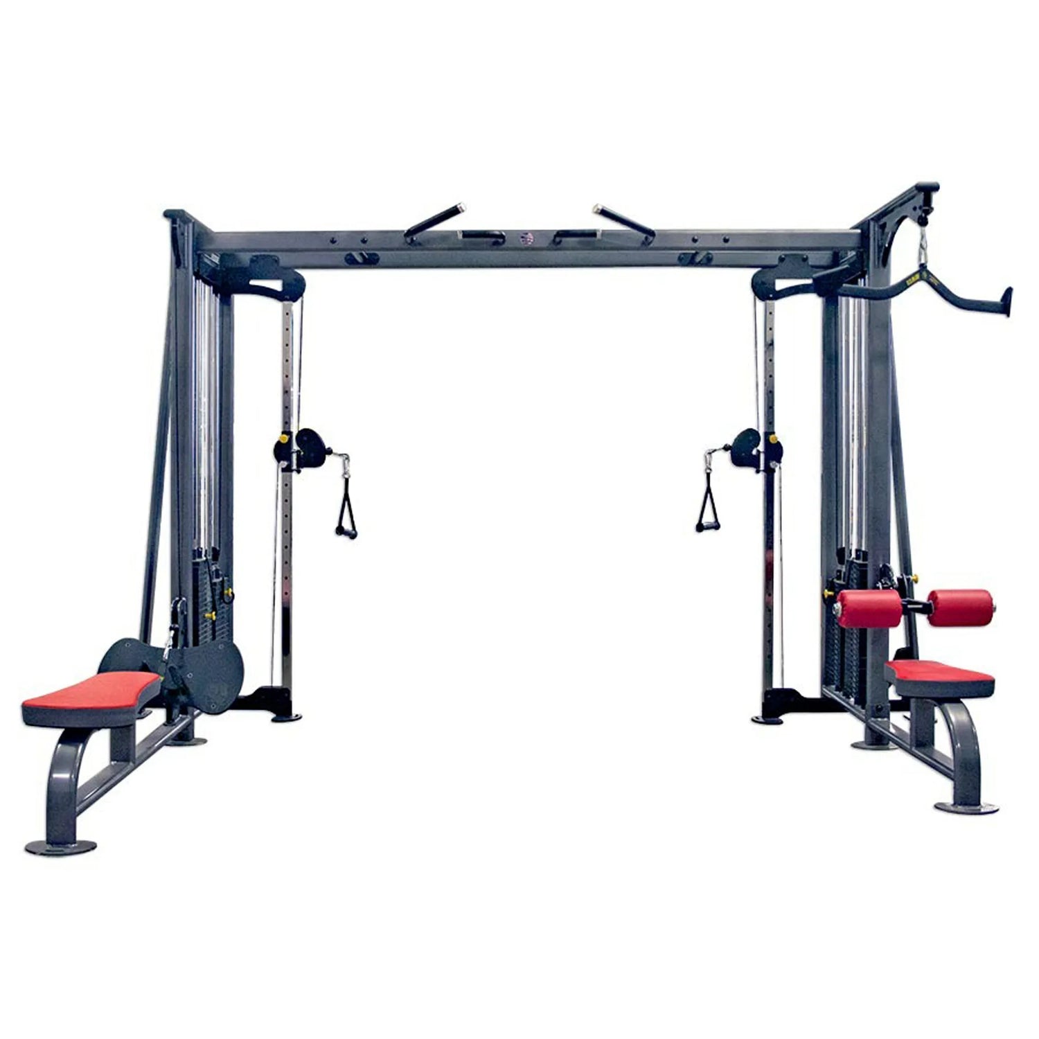 Fitness equipment with red padding on a white background