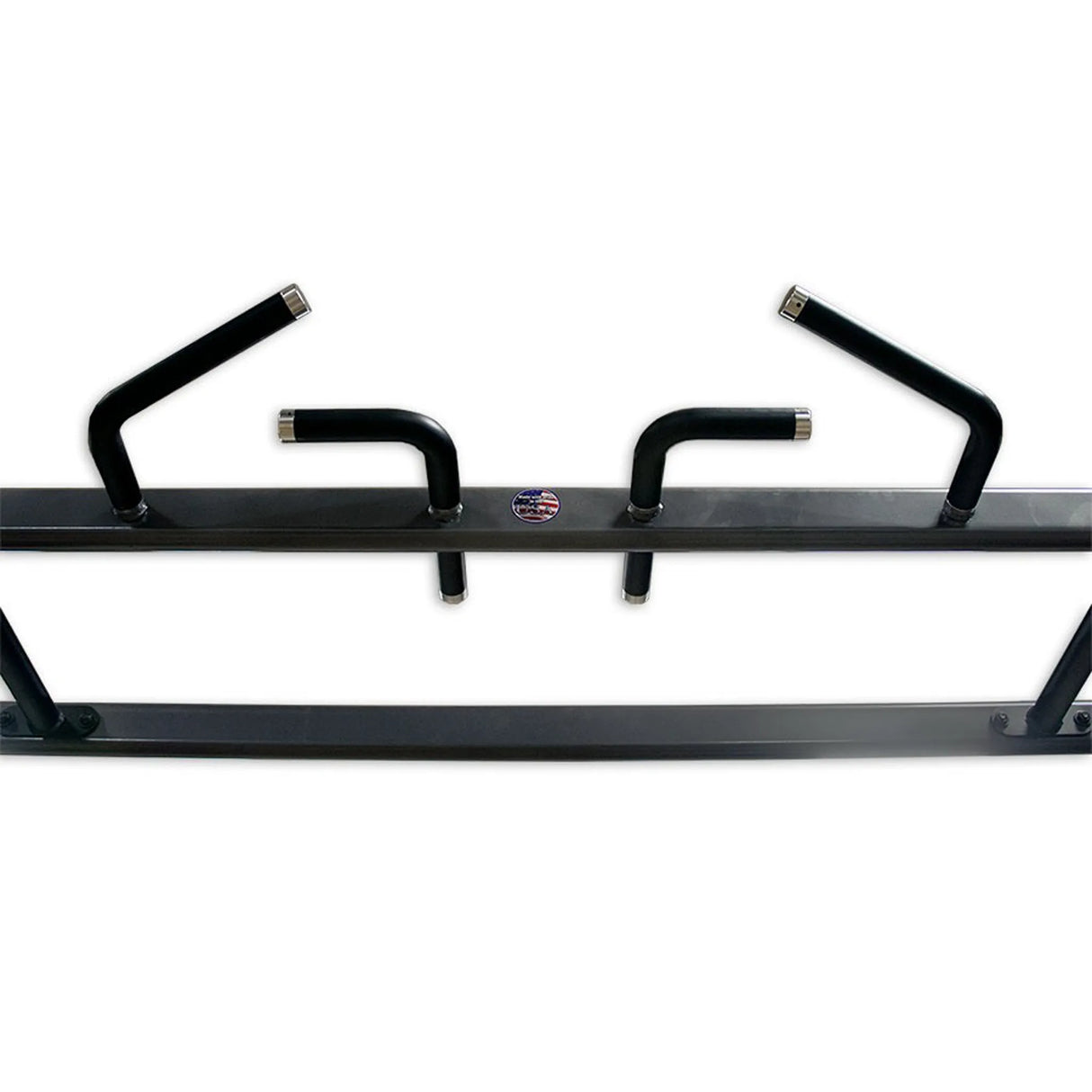 Black and silver multi-grip pull-up bar on a piece of gym equipment