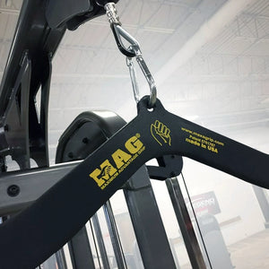 MAG brand lat pulldown handle on a piece of gym equipment