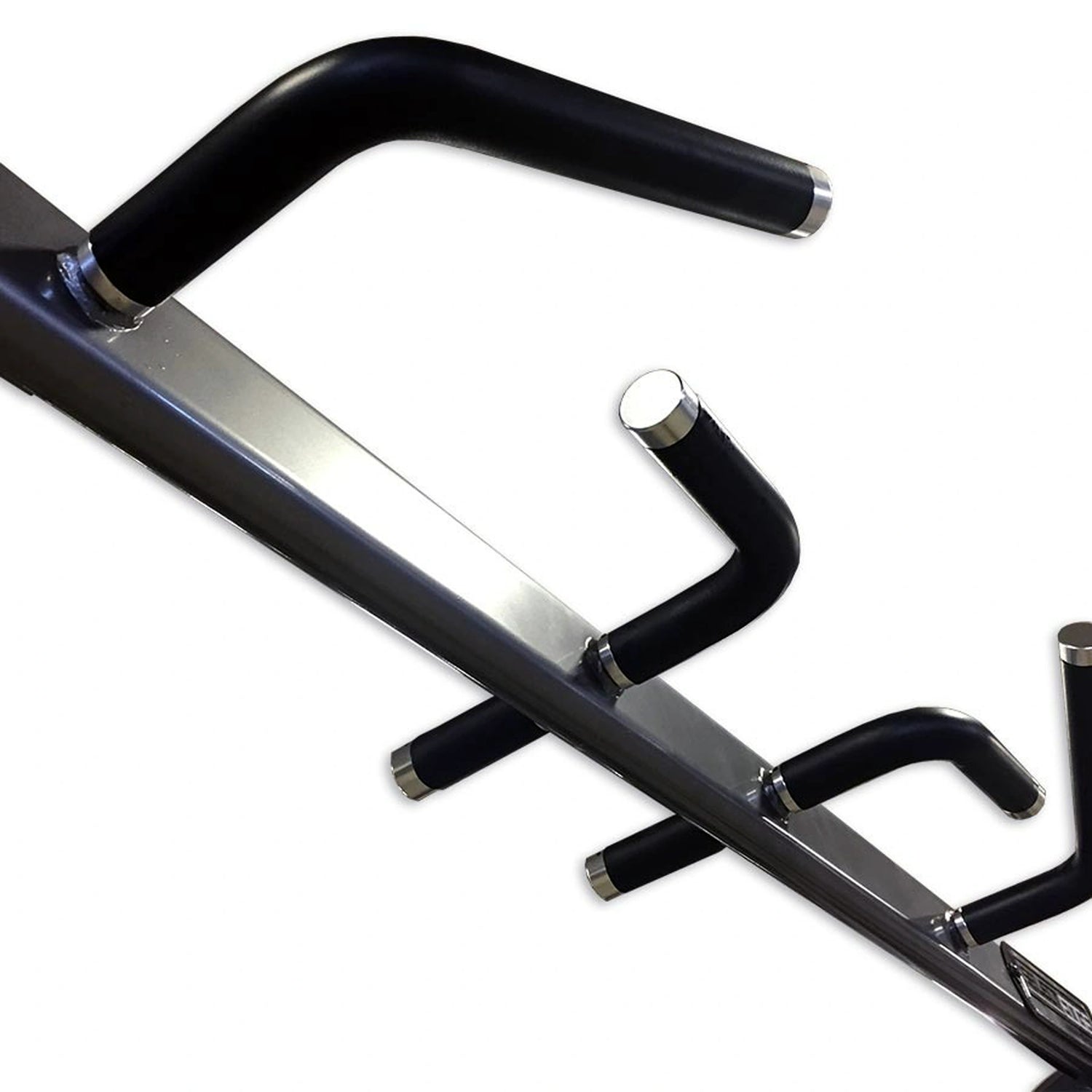 Black and silver pull-up bar on a white background