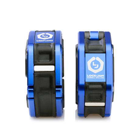 Lock-Jaw Flex Metal Barbell Collars with Magnets - Commercial Grade Barbell Clamps, Different Color Options including Black, Red, Blue, and Gray, 1 Year Commercial Warranty
