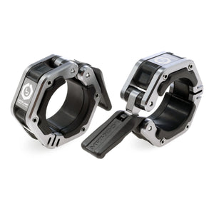 Lock-Jaw Flex Metal Barbell Collars with Magnets - Commercial Grade Barbell Clamps, Different Color Options including Black, Red, Blue, and Gray, 1 Year Commercial Warranty
