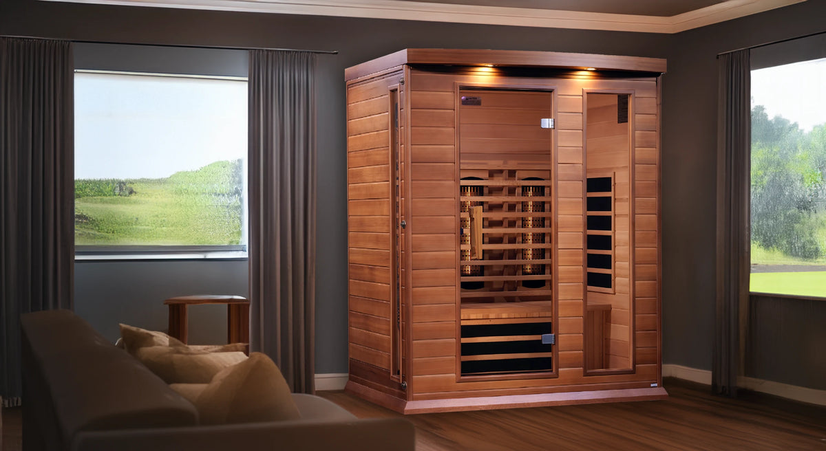 Full spectrum infrared sauna inside a living room