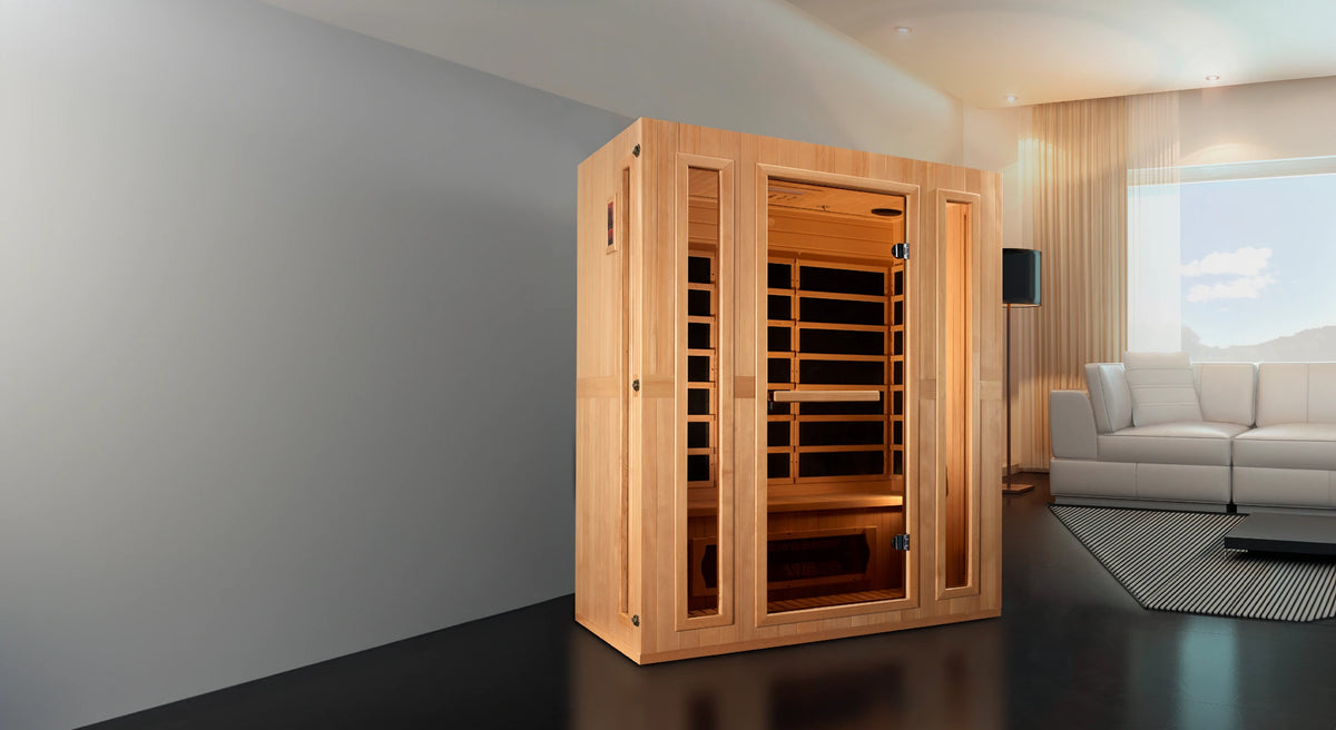 3 person home sauna in living room