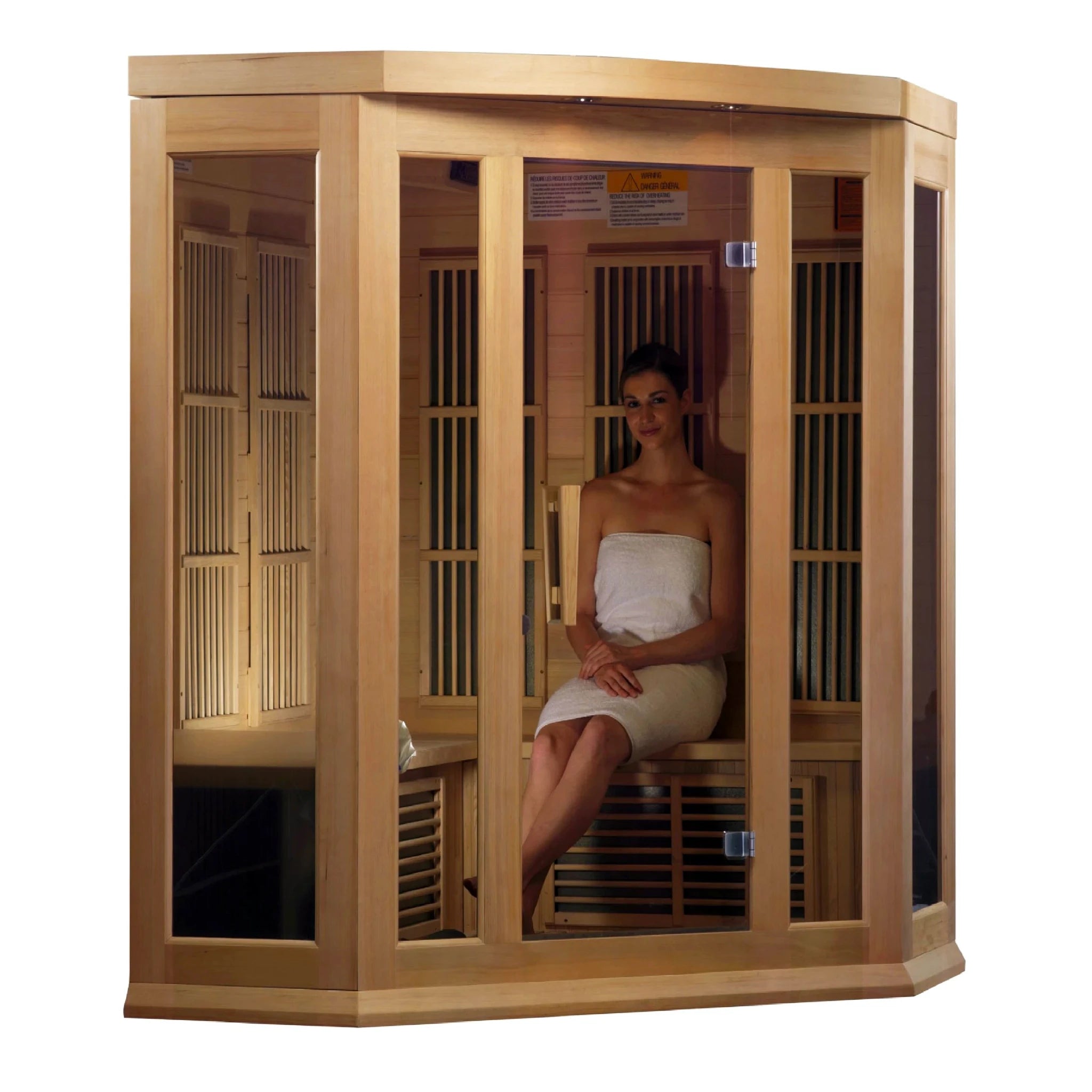 Light brown corner sauna
