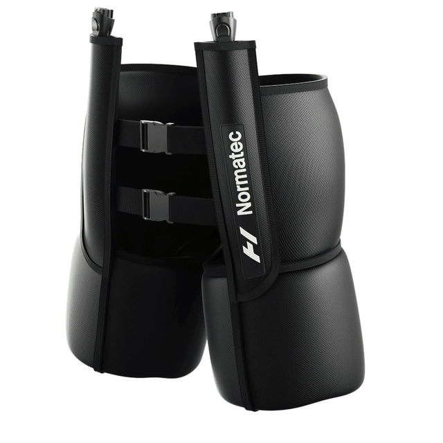Inflatable compression shorts by Normatec built to relieve pain, increase circulation, and speed up recovery time from sports and other activities