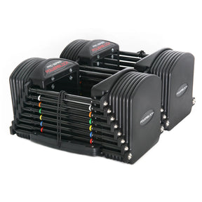 A pair of PowerBlock Commercial Pro 50 Dumbbells