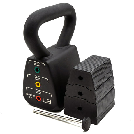 PowerBlock Commercial Standard Adjustable Kettlebell - Commercial Four In One Kettlebell Weighing 18lb, 22lb, 26lb, and 35lb