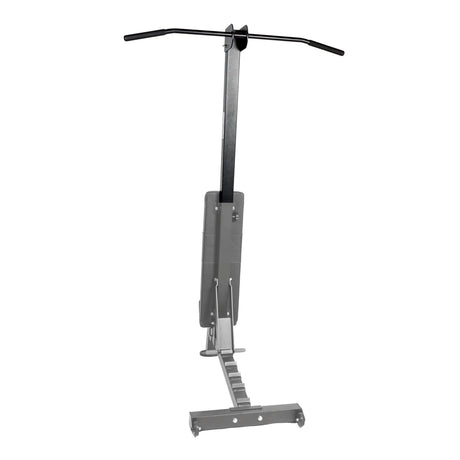 A PowerBlock bench with a chin-up attachment attached to the back