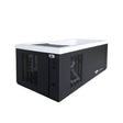 A rectangular cold plunge with a black exterior and white acrylic interior